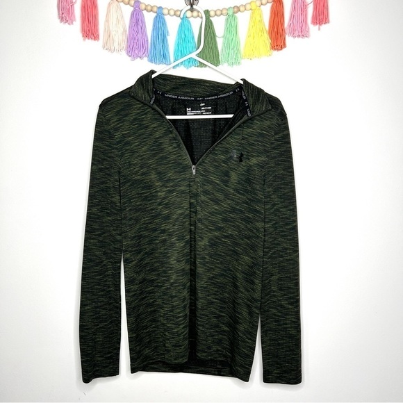 Under Armour Dark Olive Green Pullover 1/4 Zip Long Sleeve Athletic Top Small - Picture 3 of 12